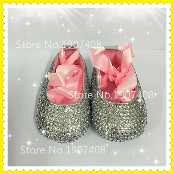 

Baby Shoes Sparkling Rhinestones Baptism Baby Show Gift Infant First Walkers Handmade Sweet Princess Flower Girl Sapatos Shoes