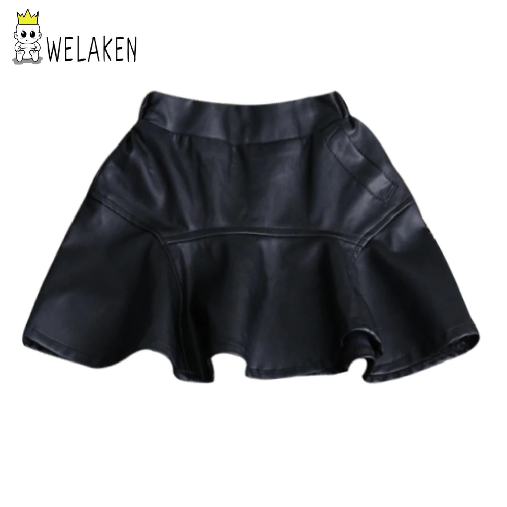 

Welaken New Fashion Girls Leather Skirts 2019 Casual Children's Clothing Black Kids Skirt For 3-10 Yrs Clothes Skirts for Girls