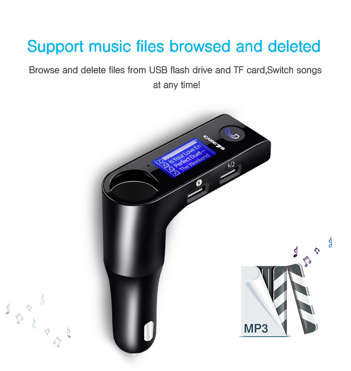 Bluetooth Автомобильный MP3-плеер fm-передатчик Hands-free автомобильный прикуриватель Зажигалка порт беспроводной fm-модулятор вращающийся экран