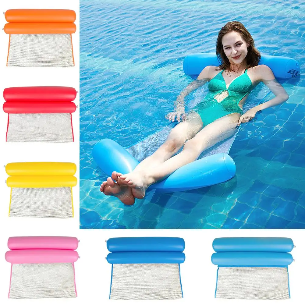 

Summer Inflatable Floating Row Water Hammock Inflatable Air Mattress Swimming Pool Beach Floating Sleeping Cushion Bed Chair