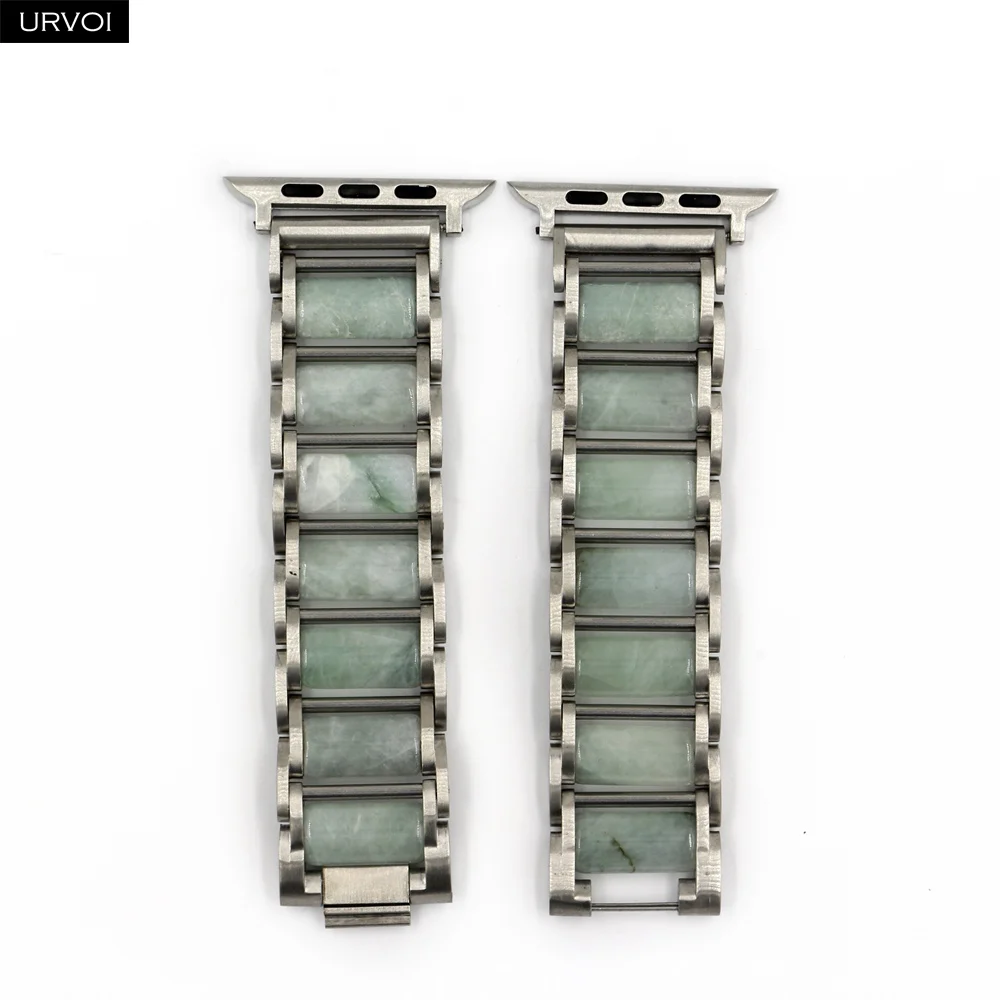 Silver Браслет URVOI link для Apple Watch series 5 4 3 2 1 ремешок для iwatch из нержавеющей стали с агатовым ремешком роскошный прочный дизайн - Цвет ремешка: Silver