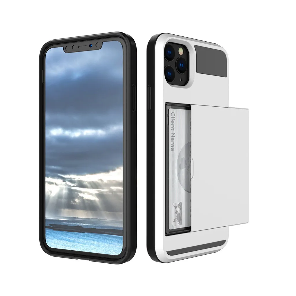 Чехол для телефона, чехол со слотом для карт для iPhone 11 Pro, 5,8 дюймов, чехол-кошелек s, мягкий ТПУ, Жесткий ПК, 2 карты, совместимые с беспроводным зарядным устройством