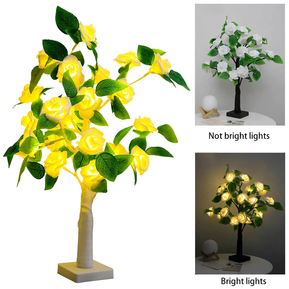 Girl Room Rose Tree Led Decoration Night Lamp Table Lamp Desk Glow Tree Decoration Christmas Wedding Valentine's Day Warm Gift nite light