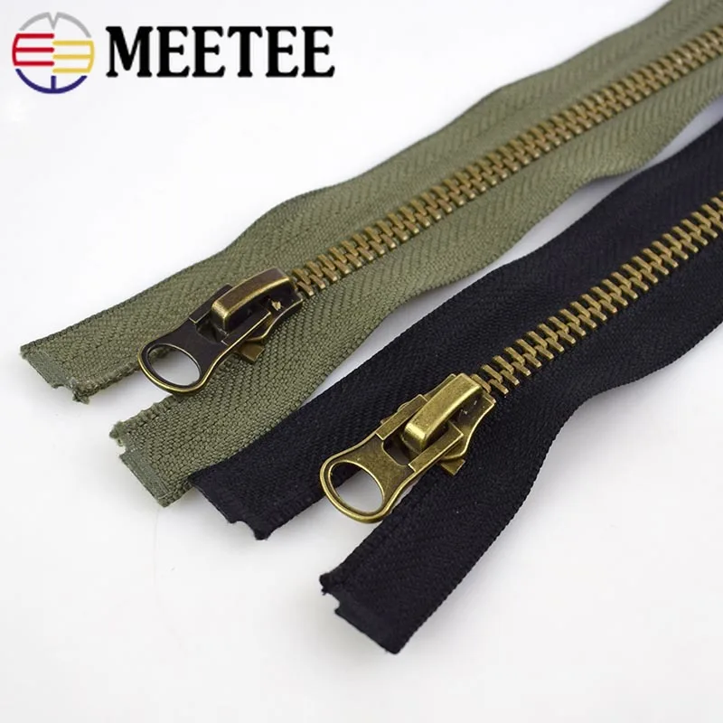 Meetee 8# Metal Zipper 70/80/90/100/120cm Double Sliders for Coat Down Jacket Zip Repair DIY Clothing Sewing Tailor Accessories