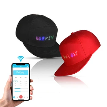 

Hip Hop Hats Men Women Bluetooth LED Hat Programmable Credit Roll Message Display Board halloween Party Christmas Cap Gift