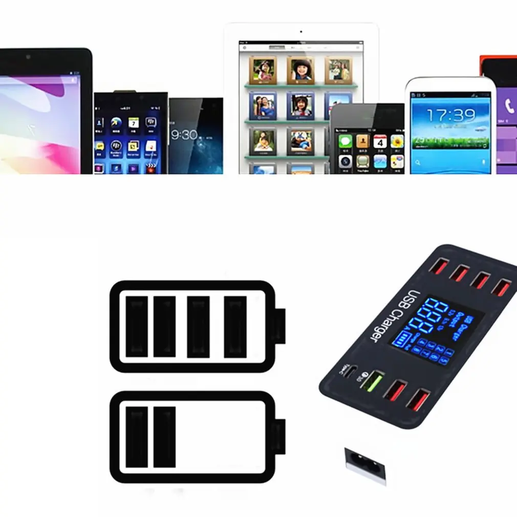 Мульти быстрое зарядное устройство USB быстрая зарядка 3,0 несколько зарядных устройств USB для телефона универсальное usb-хаб зарядное устройство QC 3,0 светодиодный дисплей