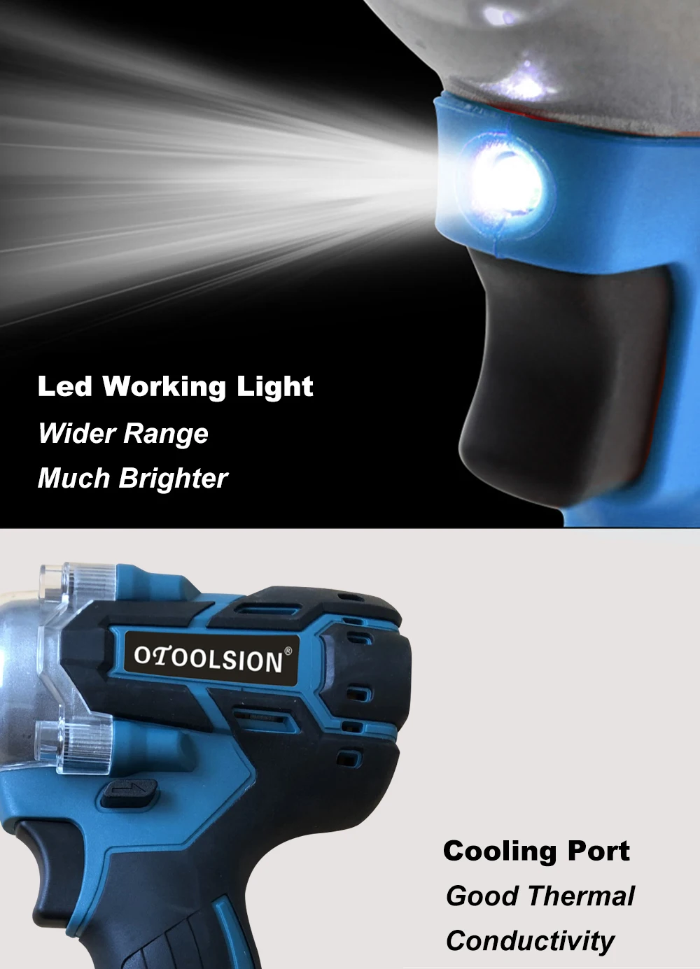 21V 320N.m Brushless Cordless Wrench Electric Impact Socket Wrench 3300rpm 1015 pcs Charging Lithium Battery Inside Power Tools (3)