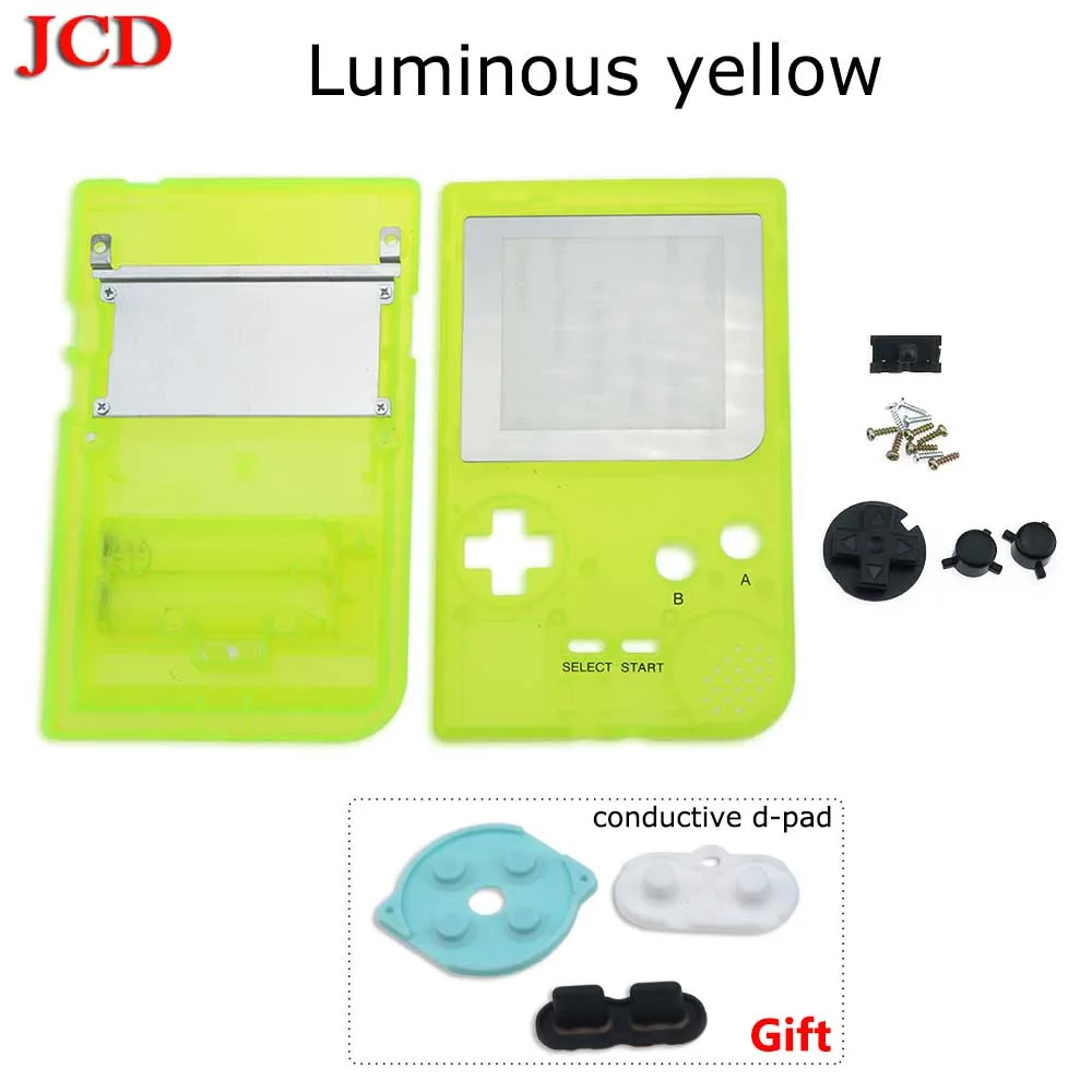 JCD полный Чехол Корпус Замена для Gameboy Карманная игровая консоль для GBP чехол с кнопками подарок проводящий d-pad - Цвет: No4 Luminous yellow