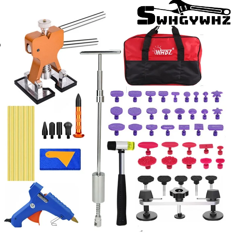 

PAINTLESS DENT REPAIR Toolskit CAR DENT PULLER KIT BRIDGE PULLER KIT DENT LIFTER WITH 100W HOT MELT GLUE GUN TOOLS