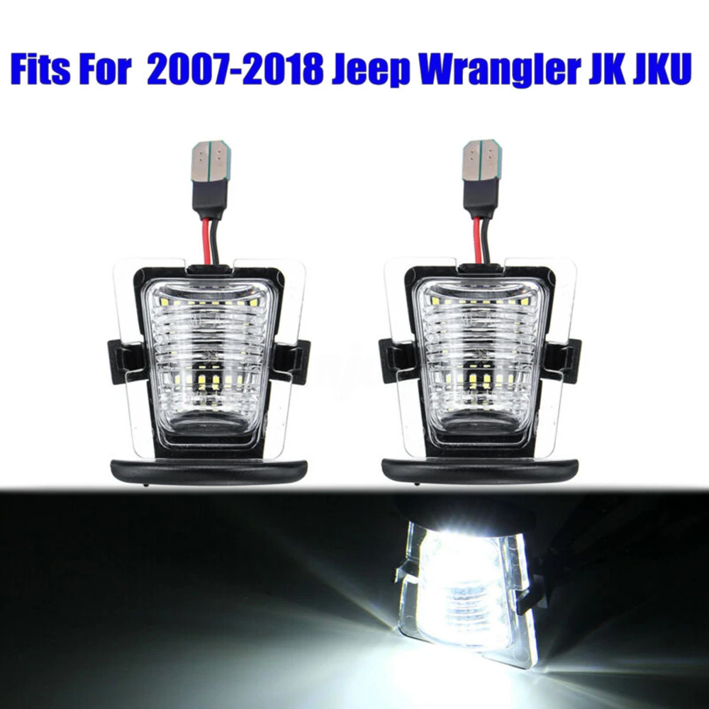 

2pcs Car Rear Bumper License Plate Light Tag Lamp 6000K For Jeep Wrangler JK JKU 2007-2018 SMD 18 LEDs License Plate Light