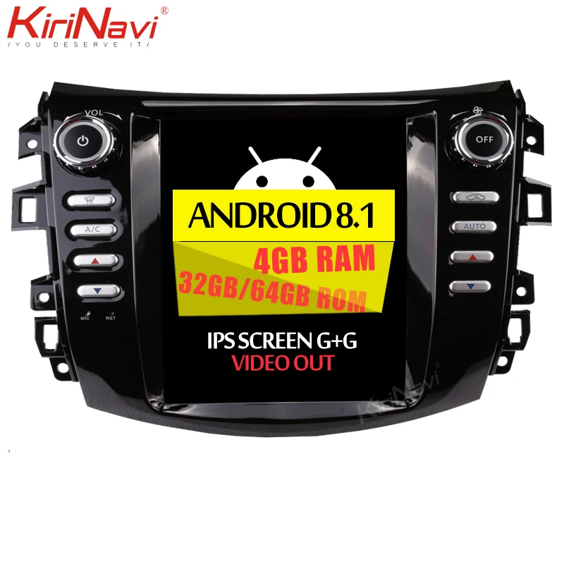 KiriNavi вертикальный экран Tesla style 1 Din Android 8,1 автомобильный Радио gps навигатор для Nissan Navara NP300 TERRA автомобильный dvd-плеер 4G