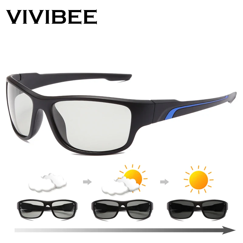 VIVIBEE 2026 Photochromic Men Cycling Sunglasses Sports Color Changing Polarized Outdoor Goggle Bike Women Cycling Glasses