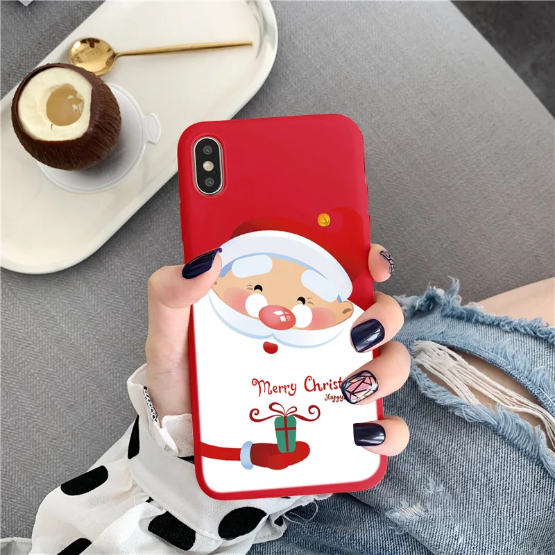 Чехол с рисунком на год и Рождество для iPhone 11 Pro XS Max X XR, Мягкий Силиконовый ТПУ матовый чехол для iPhone 6, 6 S, 7, 8 Plus, 5 5S, чехлы