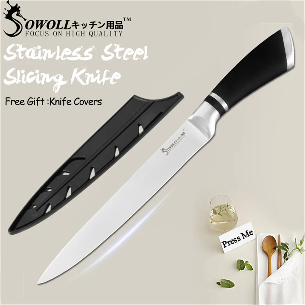 Кухонные ножи SOWOLL из нержавеющей стали для обвалки овощей утилита Santoku для нарезки хлеба шеф-повара накири аксессуары для ножей Инструменты - Цвет: C.slicing knife