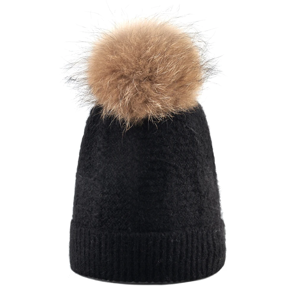 Fur pom pom for hats women winter caps girl knitted beanie women warm beanies cap ladies skullies casual pompom hat gorro
