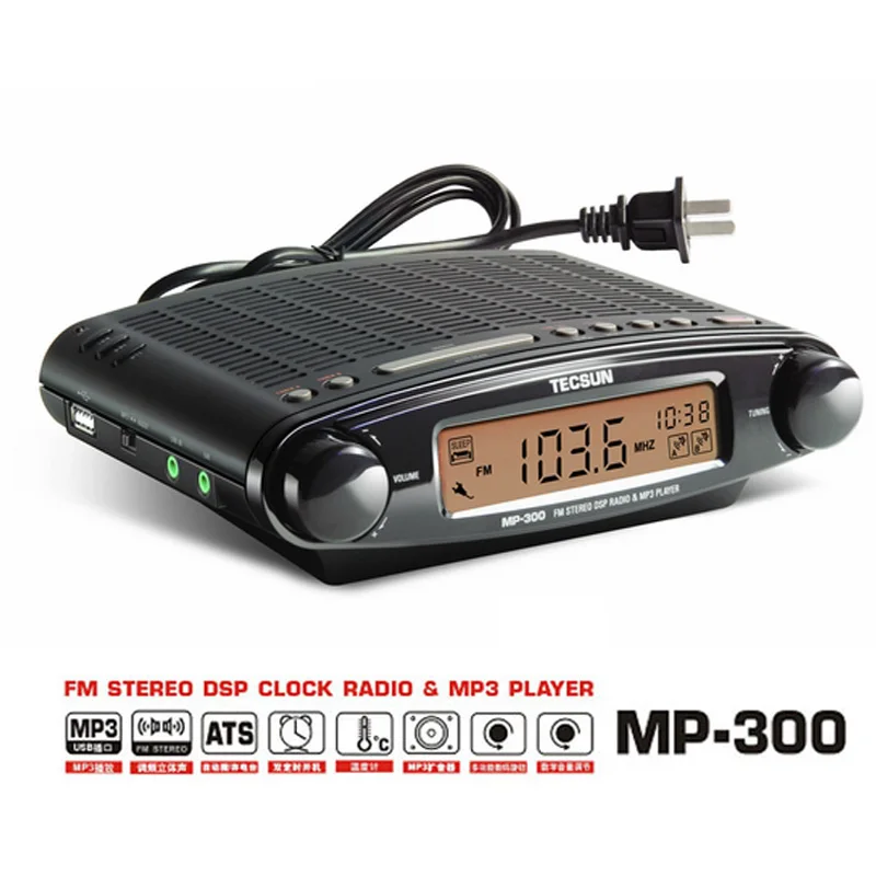 Портативный радиоприемник Tecsun MP300 черный стереозвук с FM радио USB mp3 плеером