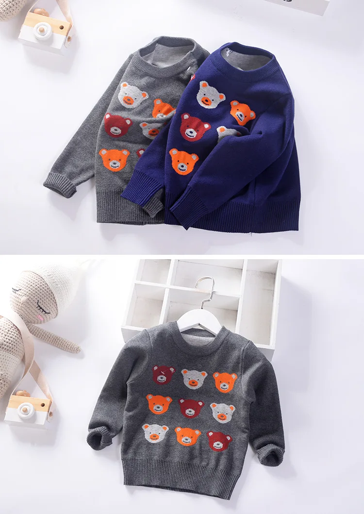 CHILDREN'S Pullover Autumn And Winter New Style BOY'S Double Layer Cotton Thread Pullover Sweater Baby Children Shirt