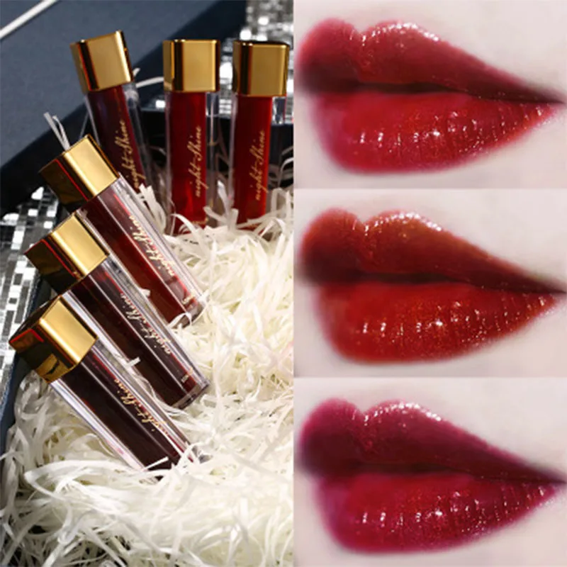 

Mirror water light moistens and dyes lipstick and glazes not easy to fade waterproof and shimmering glass makeup