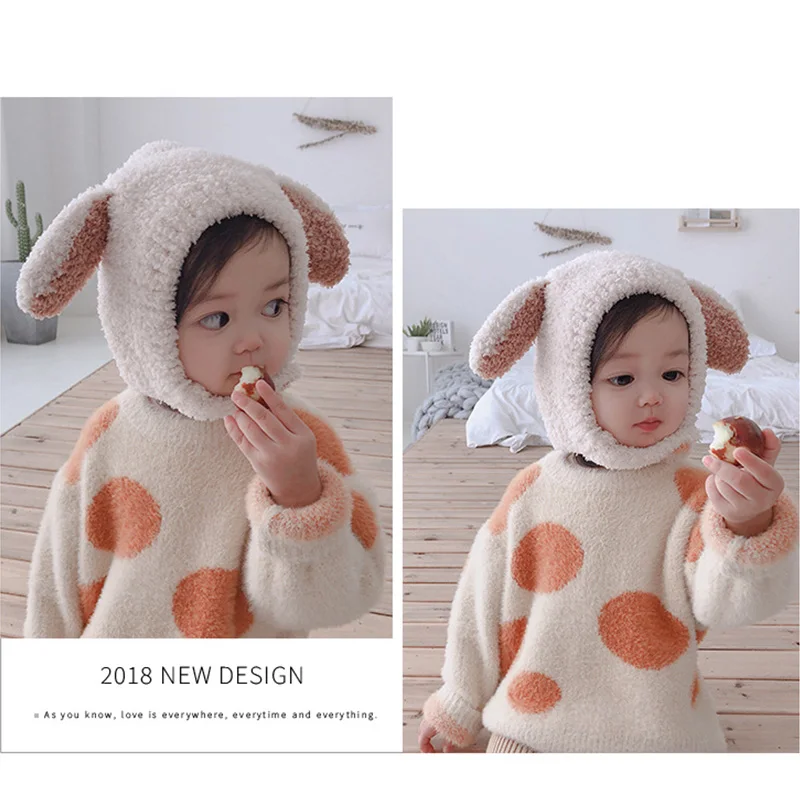 kids Winter Hats Cap for Kids Boys Girls Cute Rabbit Ears Earflaps Russian Hat Warm Bomber Hats for Girl Boy Cotton Snow Cap