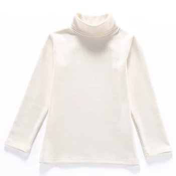 

Boys and Girls Long Sleeve T-shirts Pure Color White Tshirt for Children Girl Cotton Turtleneck Tops Adult Clothes Father Mother