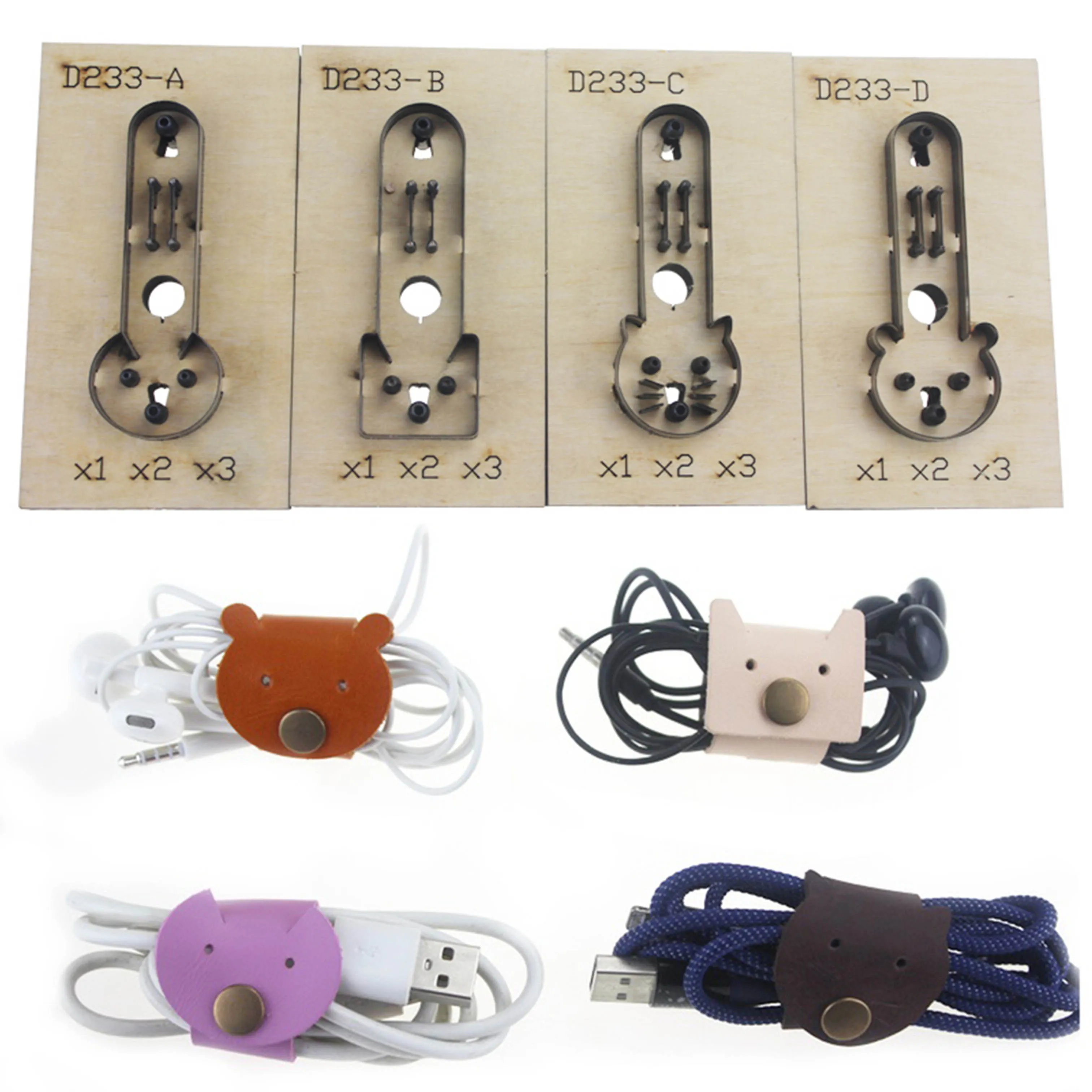 

New Japan Steel Blade Leather Bat Cord Organizer Cable Wire Holder Leather Template for DIY Handmade Leathercraft