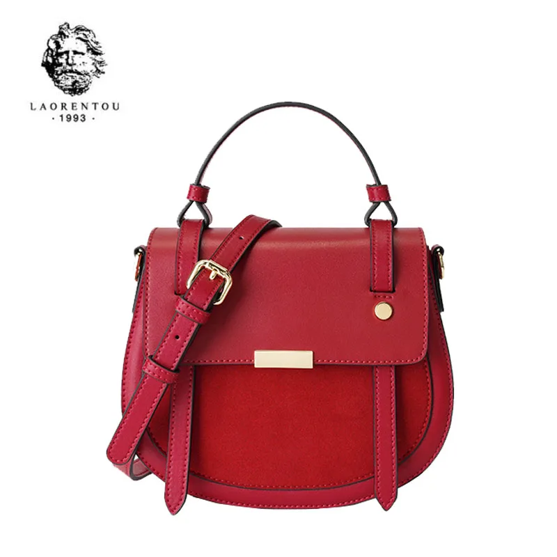 

LAORENTOU Women leather bag fashion tote bag luxury handbags women bags designer bags famous brand women bags 2020 new Round bag