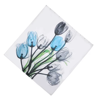 

Waterproof Shower Curtain Carpet Rug Toilet Cover Mat Set Tulips Display Easily Absorb Water Bathroom Accessories