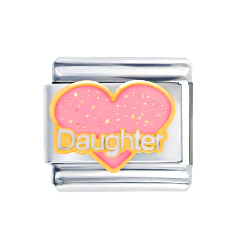 Composable Links Classic 9mm Fancy Girls Gliter Pink Heart Love