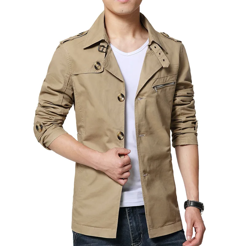 

2019 Spring And Autumn New Style Men'S Wear Thin Washing Casual Jacket Men's Mid-length Trench Coat Coat Large Size