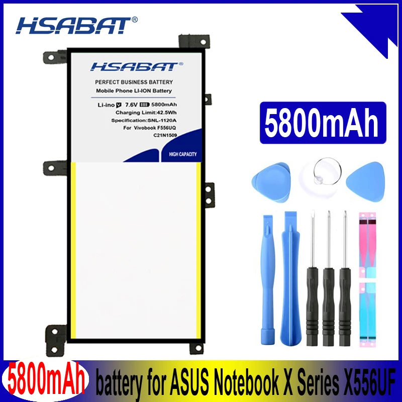 Аккумулятор HSABAT C21N1509 5800 мач для ноутбука ASUS серии X X556UF X556UR X556UV FL5900U A556U