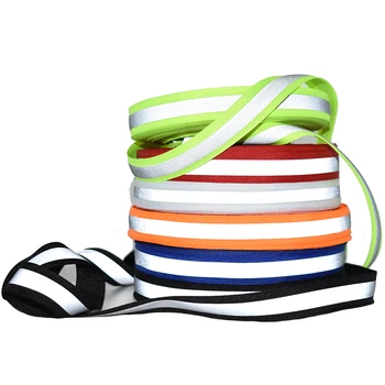 

1m nylon webbing strap Reflective webbing warning green red stripe Ribbon Weaving Piping Taps 2*1cm Wide