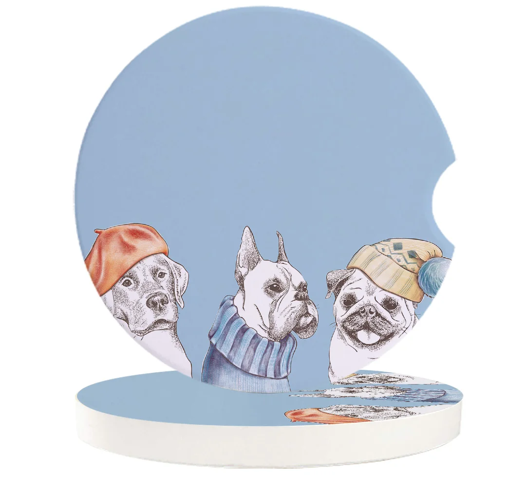 Керамический камень круглый Автомобиль Подставка s набор синий собака бульдог