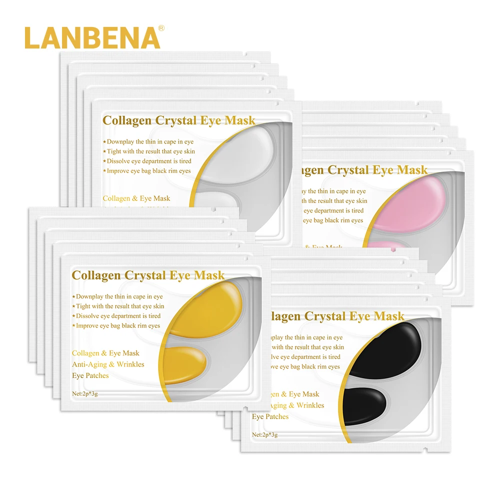 

LANBENA 24K Gold Eye Mask Collagen Eye Patches Dark Circle Puffiness Eye Bag Anti-Aging Wrinkle Firming Skin Care 10PCS=5 Pairs