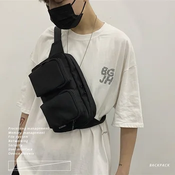 

Waterproof Men Waist Bags Sports Chest Bag Nylon Unisex Crossbody Bag Men Phone Pouch Casual Belt Pack Male Fanny Pack