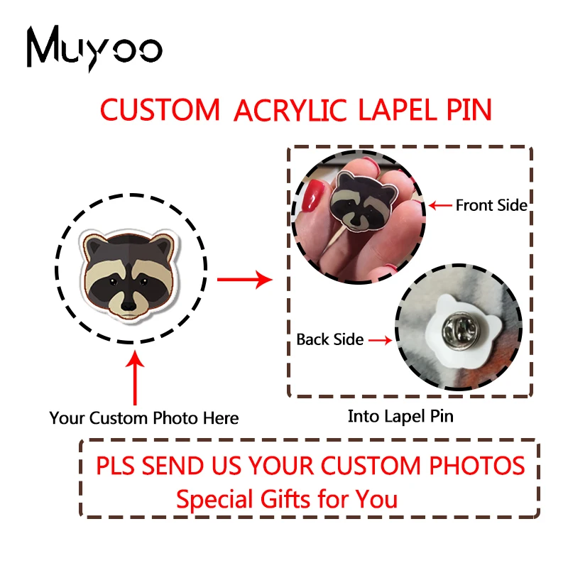 Pin de solapa acrílico personalizado, para fotos personales de tus mascotas, personalizado, hecho a mano, epoxi, pines, OMG, nueva moda