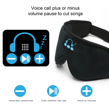 

New Bluetooth 5.0 Wireless Stereo Earphone 3D Sleep Mask Headband Soft Sleep Earphones Sleep Eye Mask Music Headset Wholesale
