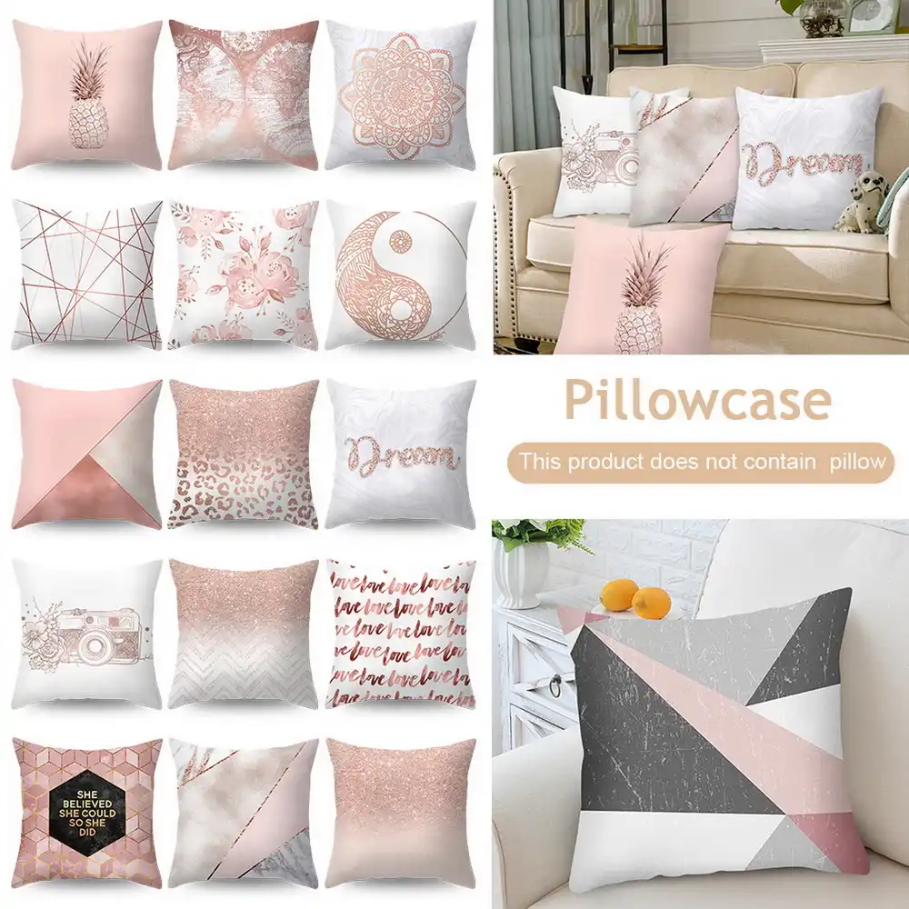 rose gold bed cushions