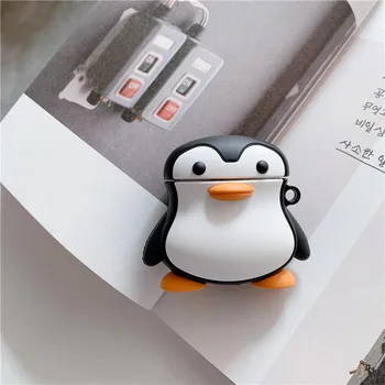 

baby penguin cartoon cute silicone bluetooth wireless headphone cover for apple airpods storage protective bag case BIA558
