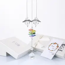 H& D Хрустальная люстра Призмы Ангел Дизайн висячая подвеска Suncatcher Кристаллы с 3 прозрачными шариками декор для окна, подарки для сада