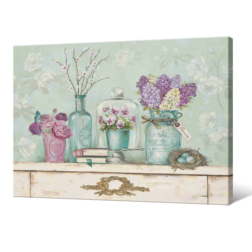 

European Style Simple Decorative Painting Flower Still Life Clubhouse Hotel Home Improvement Spray-print Hanging Frameless Paint