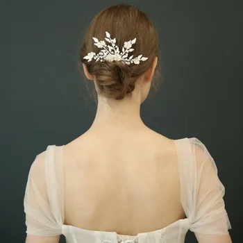 

Fashion Wedding Rhinestone Hair Comb Handmade Silver Flower Headpiece Hair Vine Accessories
