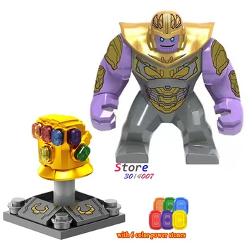 

Single Super Hero New Thanos Infinity Gauntlet with 6 gemstones Marvel Avengers 4 Endgame Hulk rocket building blocks Kids Toys