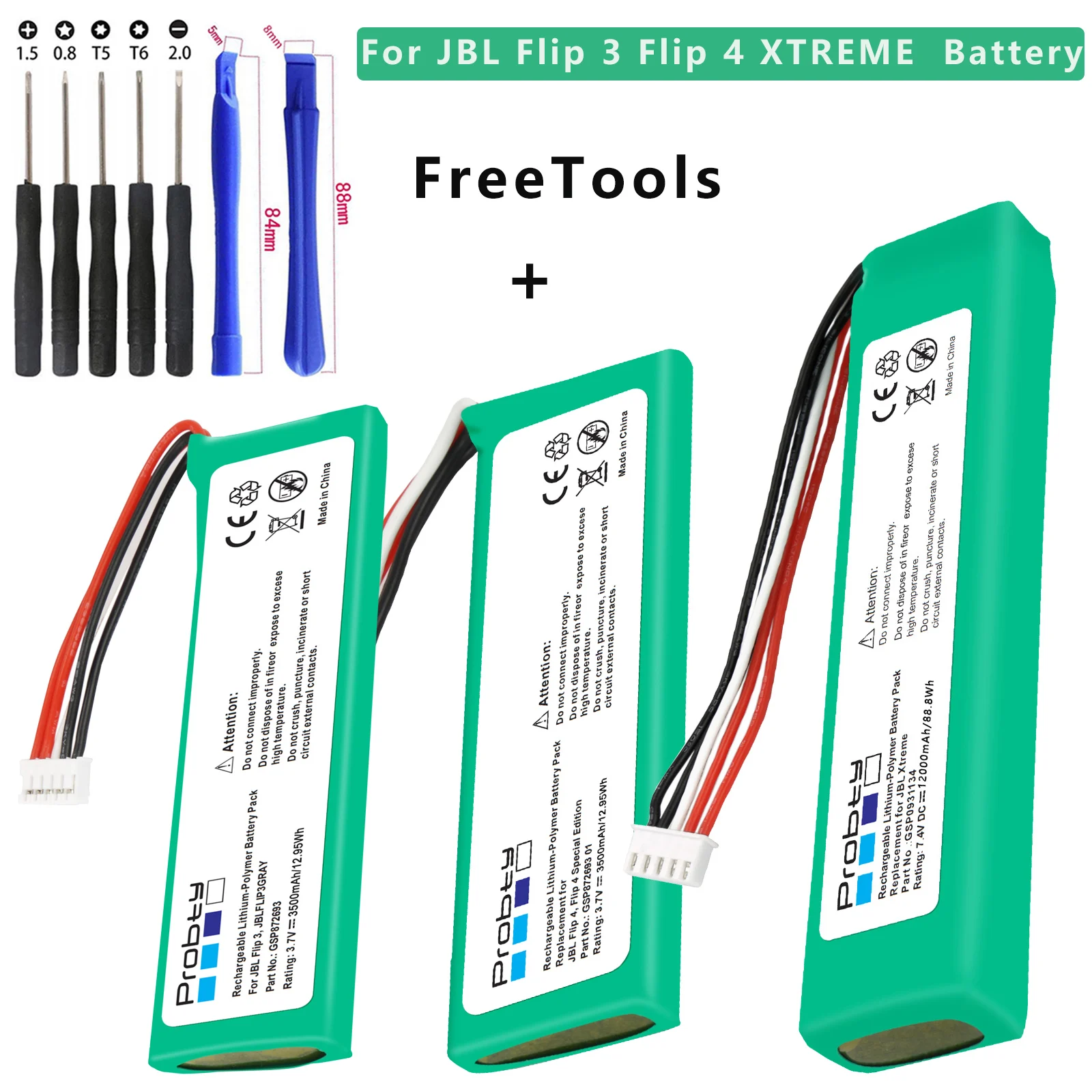 Batteria 3500Mah-12000Mah Per Jbl Xtreme Flip 4,Flip 4 Special Edition Gsp872693 01 Flip 3 Flip 3 Grigio Gsp872693 P763098 03