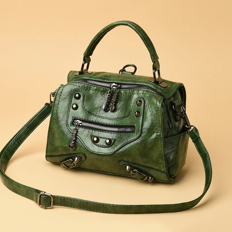 Женская сумка, кожаная сумка на плечо, женская переносная сумка-тоут с заклепками в виде звезд, Повседневная модная женская сумка от известного бренда