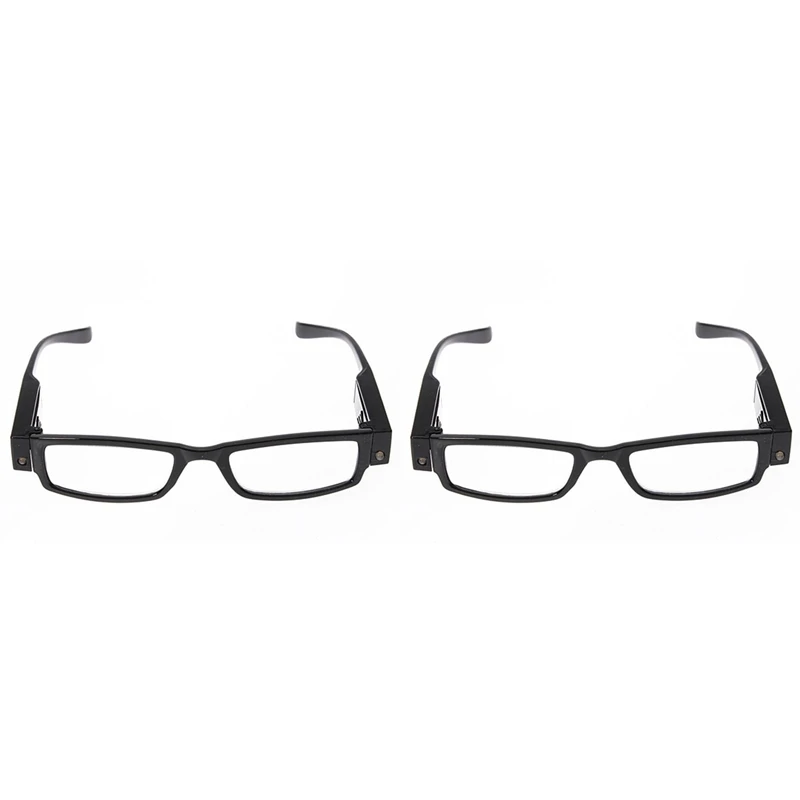 2 шт. очки для чтения светодиодный увеличительный объектив лупа Пресбиопия черный, диоптрий, 200 градусов и 150 градусов