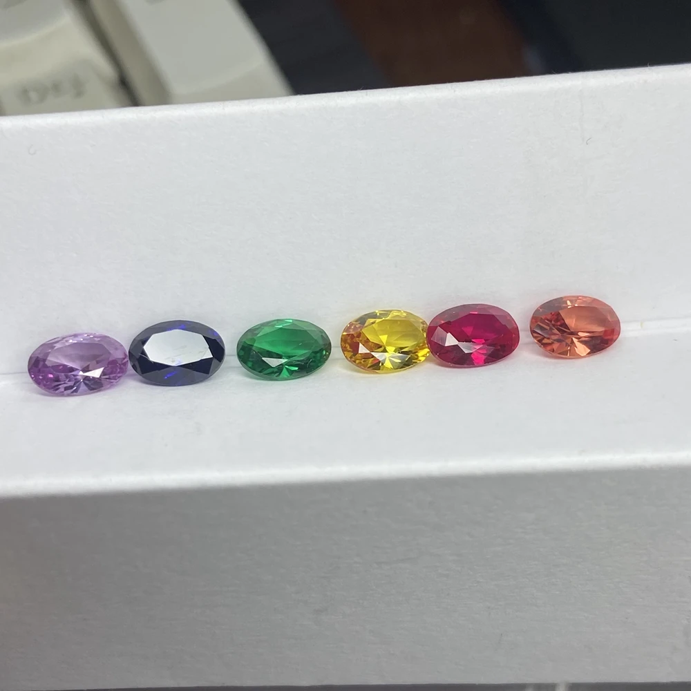 Meisidian 5A Quality 5x7mm Oval Cut Fancy Color Lab Sapphire Rainbow Gemstnoe
