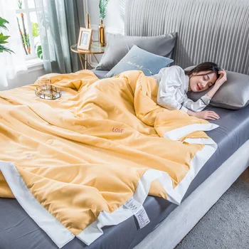 

Quilting Quilt Washed Ice Silk Embroidery Air Conditioner Quilt Thin Section 2020 New Summer Cartoon Single Patchwork Adults