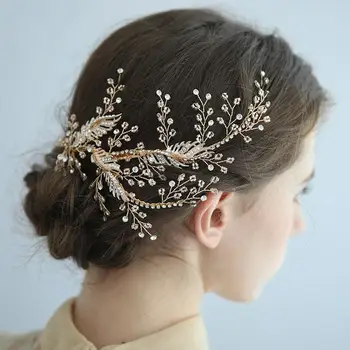 

Vintage Leaf Headdress Headpiece Gold Crystal Rhinestones Hairpins Bride Hair Pin Sticks Bridal Hair Accessories Wedding Jewelry
