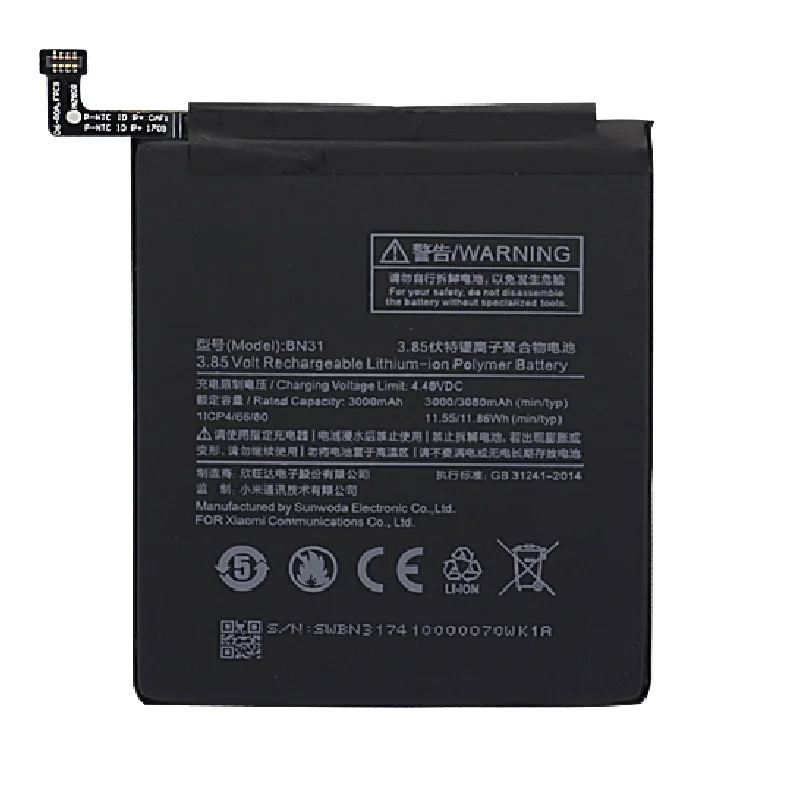 Xiao-Mi-Battery-BN31-For-Xiaomi-Mi-5X-Mi5X-Redmi-Note-5A-5A-pro-3000mAh