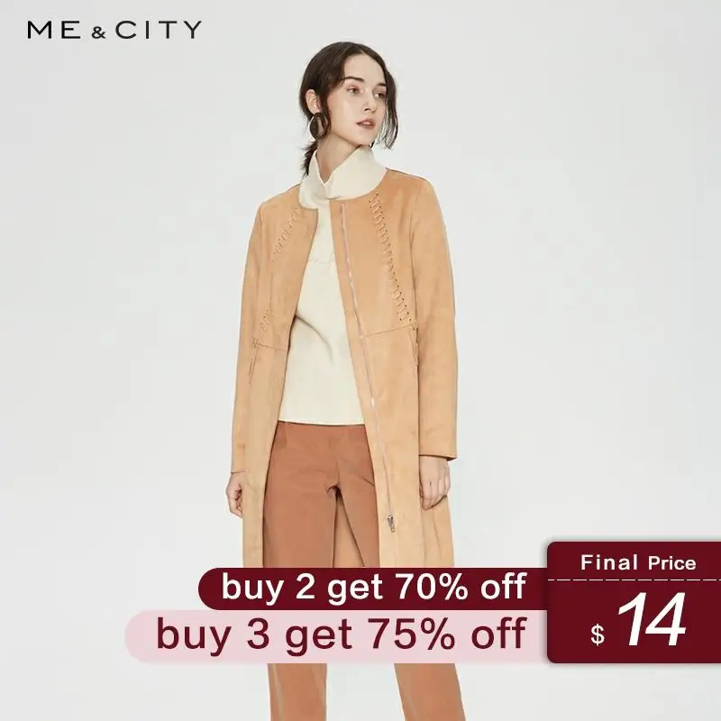 

Me&city Women Coat New Female Spring Casual Trend Wild Simple Student Urban Office Straight Elegant Windbreaker